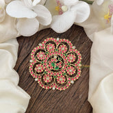 Vriksham Floral Jada Billa in 1 Gram Gold with Kemp Stones-Red Green-G19632